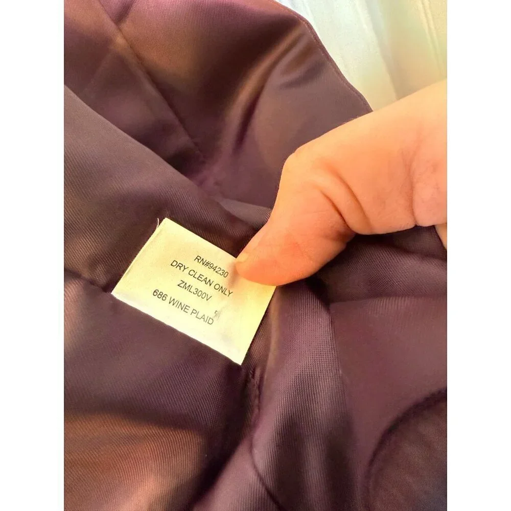 Paul Fredrick Deep Purple Dark Grey Plaid Men's Wool Vest Size 40